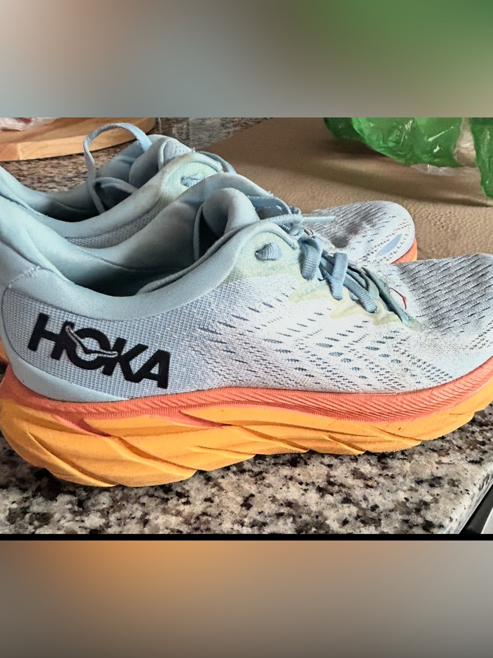 Hoka Women's Light Blue & Orange Running Shoes